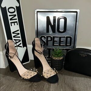 Kate Spade Marci Black High Heels with Modern Clear Straps